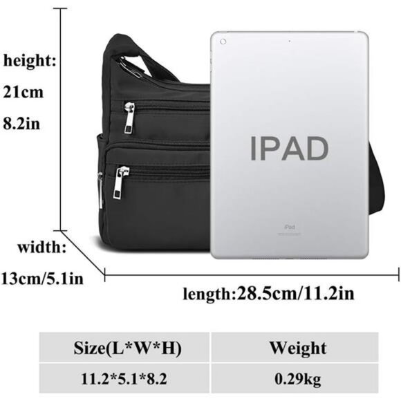 RFID Purses for Women Fabric Nylon Multi Pocket Crossbody Bag - Picture 3 of 7